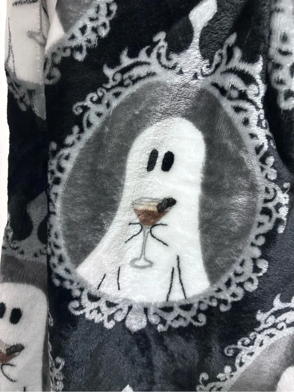 Halloween Ghost Espresso Martini Plush Throw Blanket